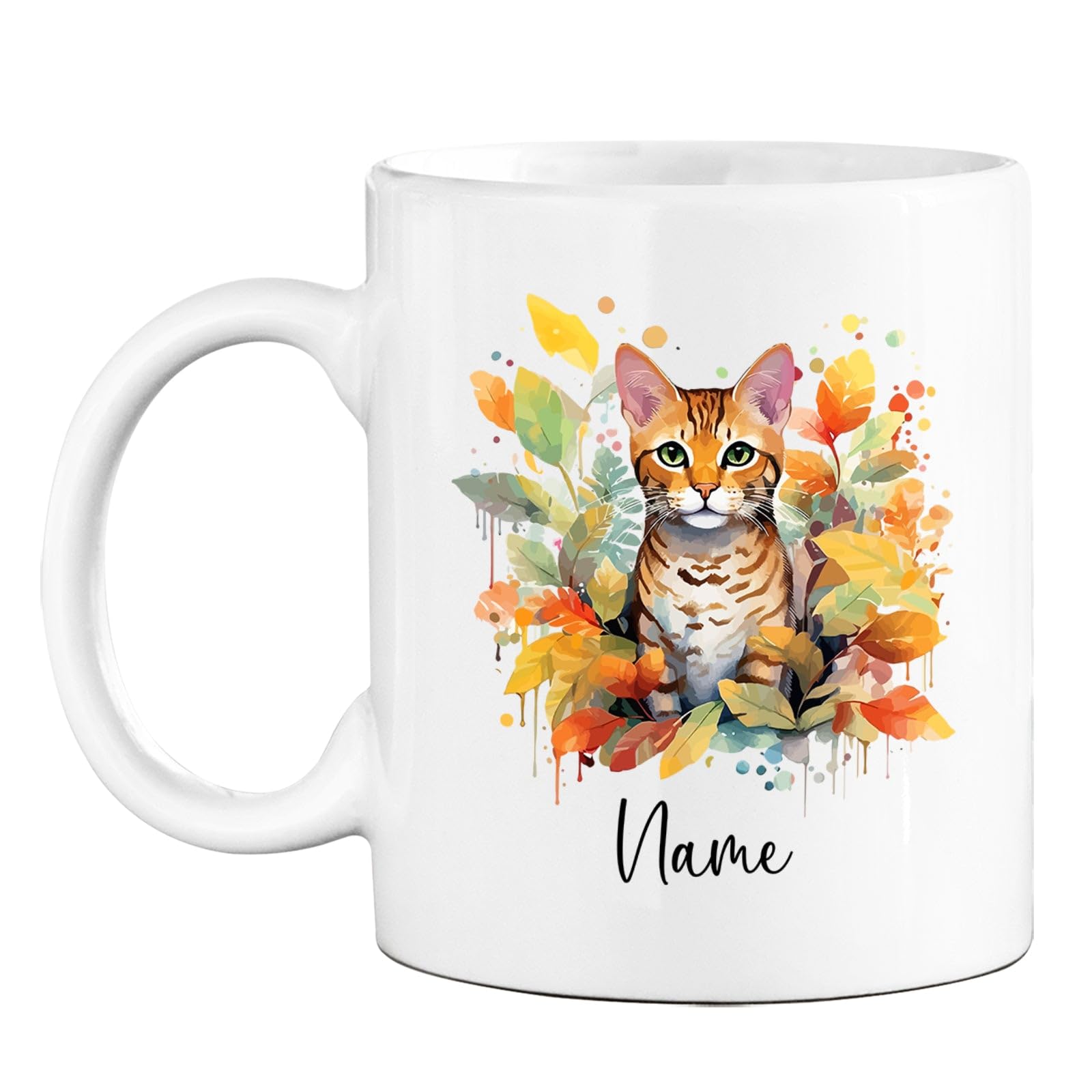 Personalized Ocicat Cat Coffee Mug - Custom Cat's Name, Memorial Gift - 11oz, 15oz