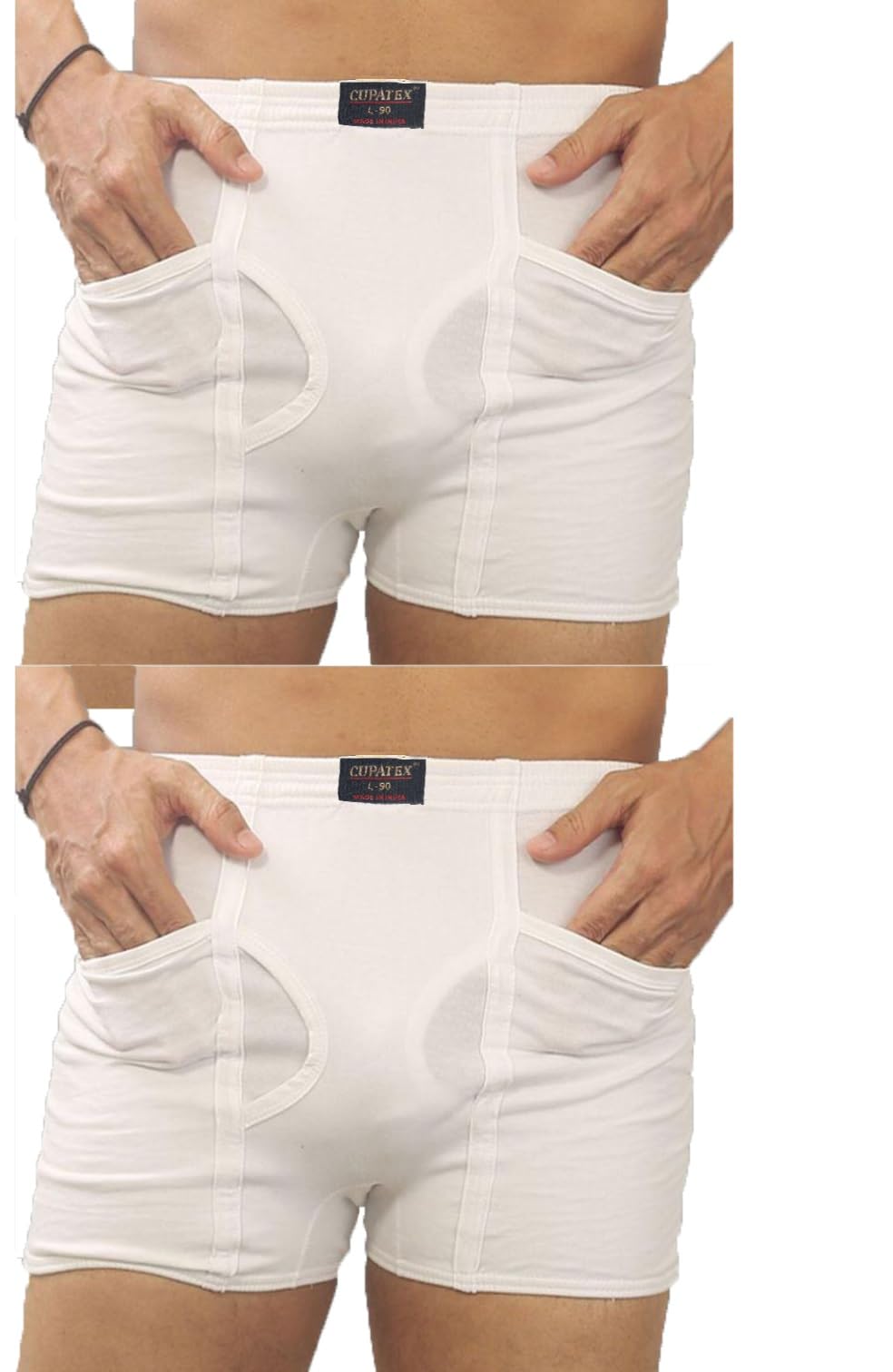 cupatex Men White Cotton Pocket Trunks Underwear 2 Pcs Combo-picture-24