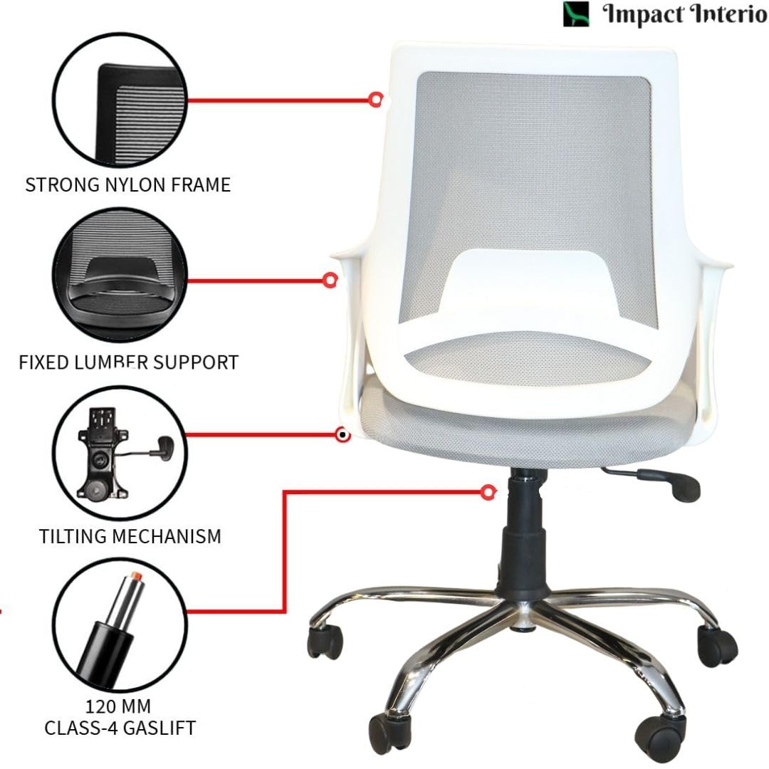 Impact Interio Pears Medium Back Office Chair - White 1