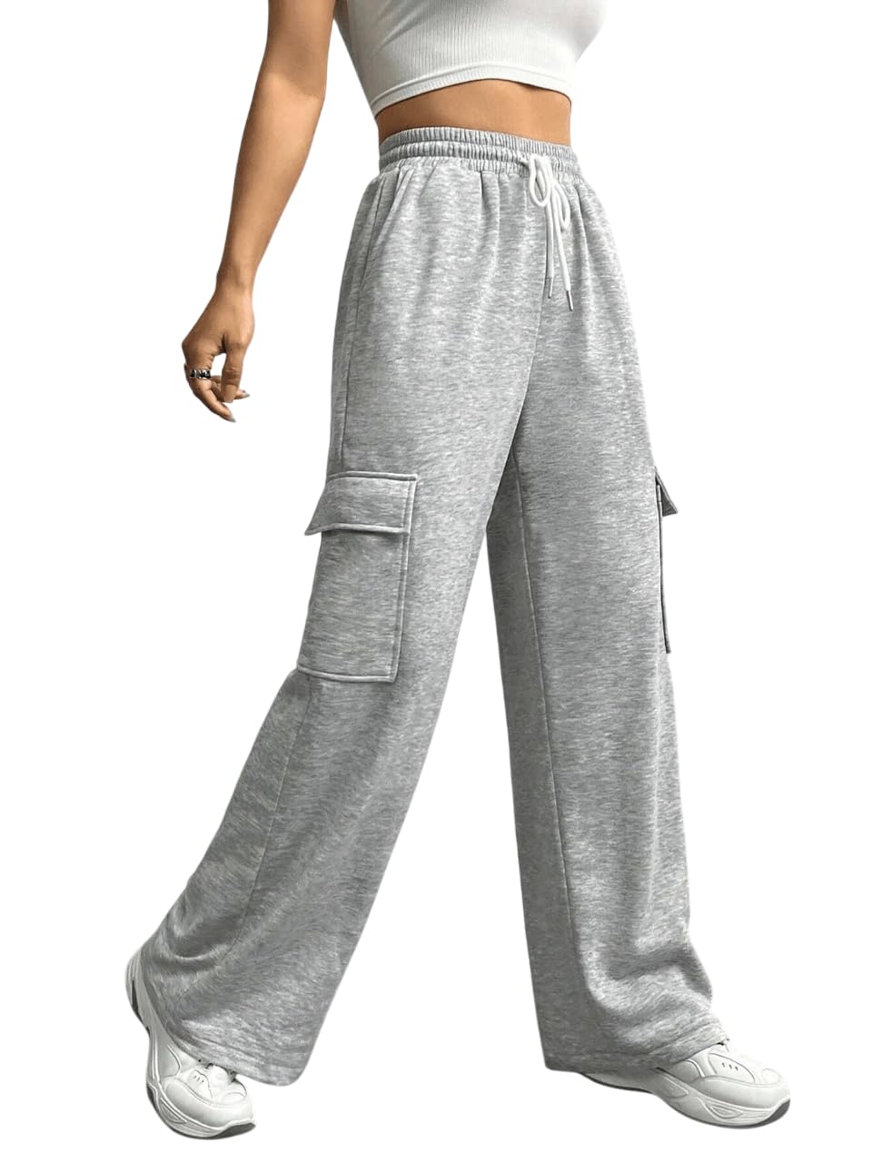 dockstreet Straight Wide fit Long Length Cargo Style Lower for Women/Trending Multi Pocket Style, Relaxed Casual Pants for Women-picture-40
