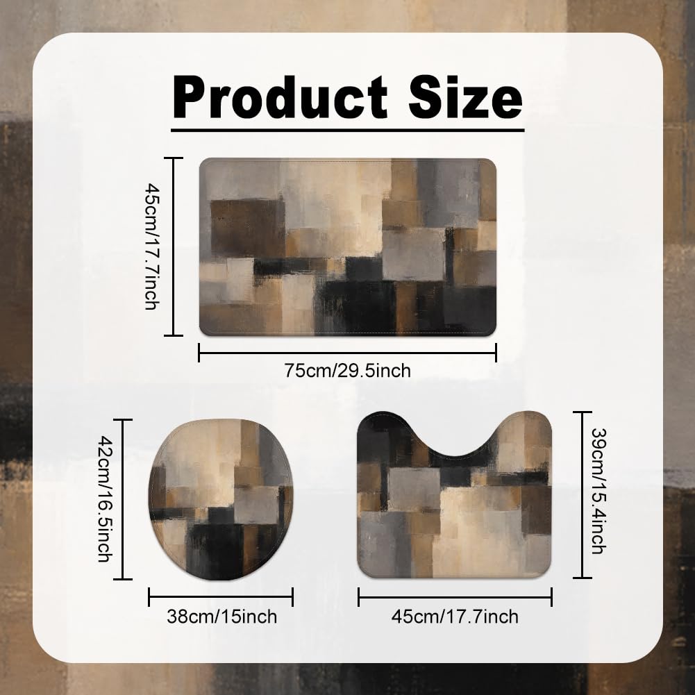 Set di 3 tappetini da bagno rustici, antiscivolo, a forma di U, per ingresso, camera da letto, pavimento, vasca da bagno, decorazione per la casa