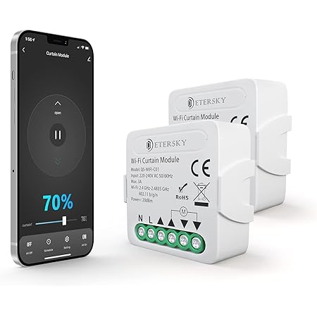 LoraTap WiFi Smart Built-In Switch V2N2 With Runtime Setting For Electric Shutters, Curtains, Blinds And Awnings Timer Switch Shutter Timer For Roller
