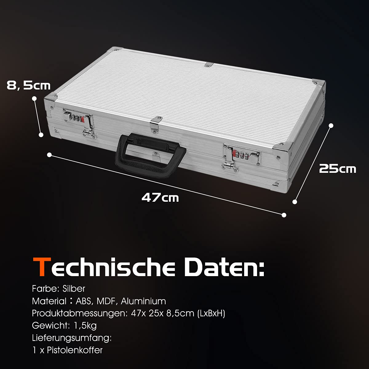 COSTWAY Waffenkoffer Gewehrkoffer Munitionskoffer Jagdkoffer Pistolenkoffer Flintenkoffer 47 x 25 x 8,3cm Alu