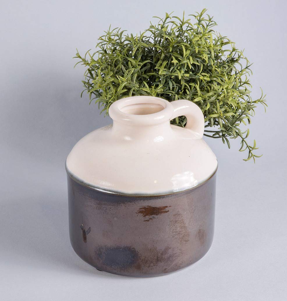 Pichet brillant blanc et argent en céramique idéal comme décoration - 23x25 cm