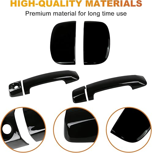 Miniatura 2 de SAPUBK Gloosy - Juego de 4 cubiertas negras para manijas de puerta compatibles con Toyota Tundra 4Dr Extended Cab 2007-2019 2020 2021
