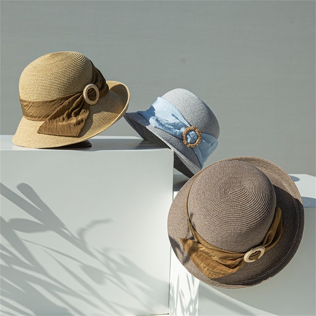 Spring Sun Protection Hat Lady Raffia Seaside Shade Hepburn Wind Outdoor Outing Bow