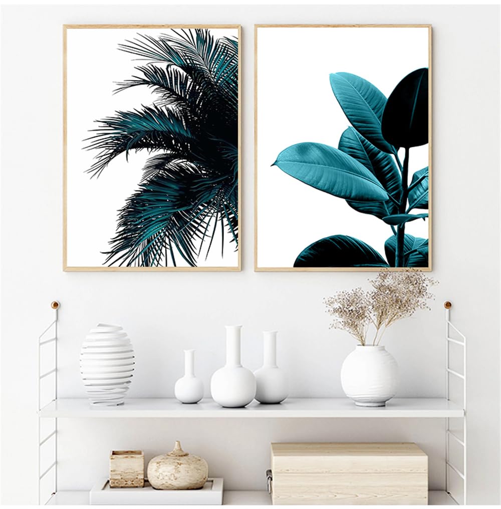 WUHBCZ Canvas Paints,Posters Tropical Plant Plant Leaves Canvas Painting Print Palm Tree Leaf Wall Art Nordic Wall Mural for Tableau Kitchen Decor Artwork-60 * 70cm*2PCS (No Frame)
