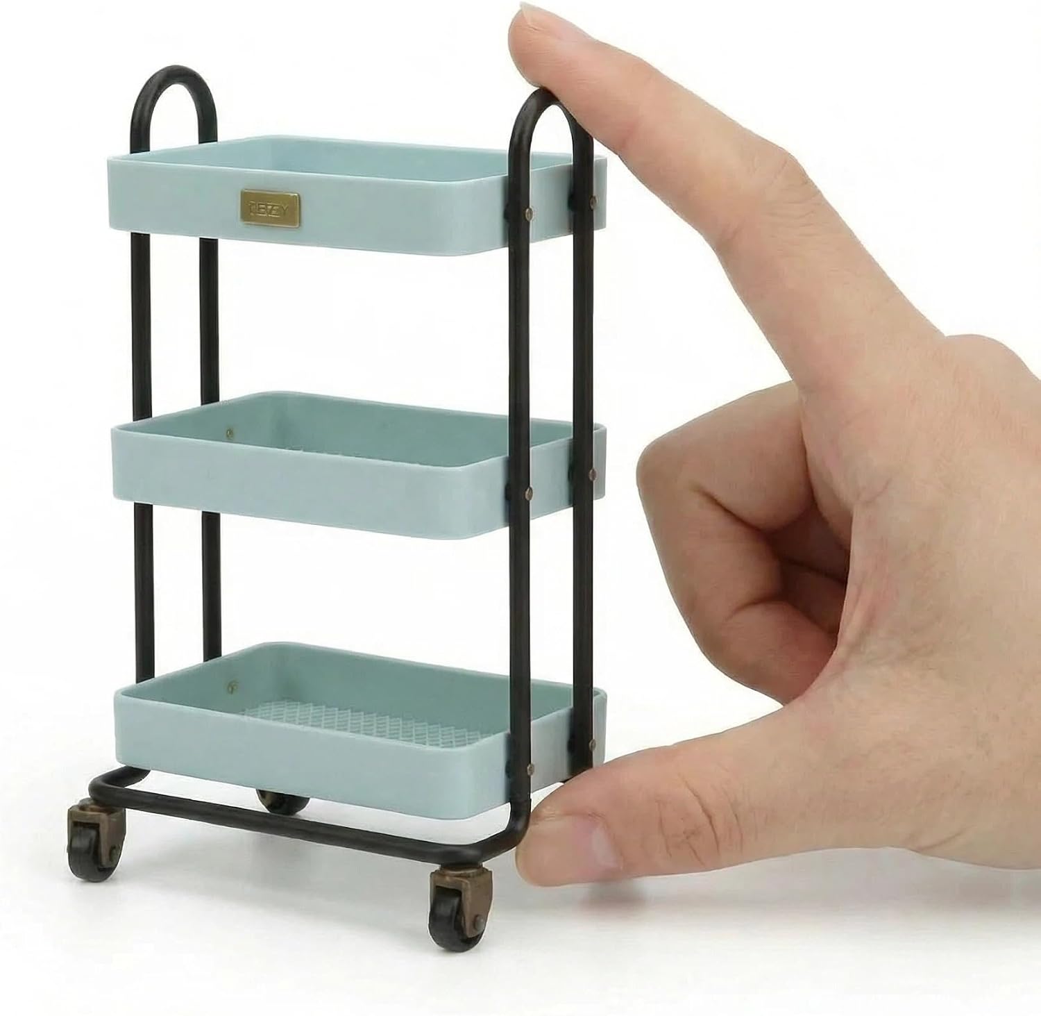 1:6 Dollhouse Storage Cart Miniature Rolling 3-Tier Handcart(Blue)