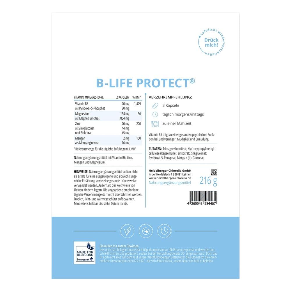 Heidelberger Chlorella B-Life Protect Kapseln zum Schutz der Zellen vor oxidativem Stress, 360 St. Kapseln