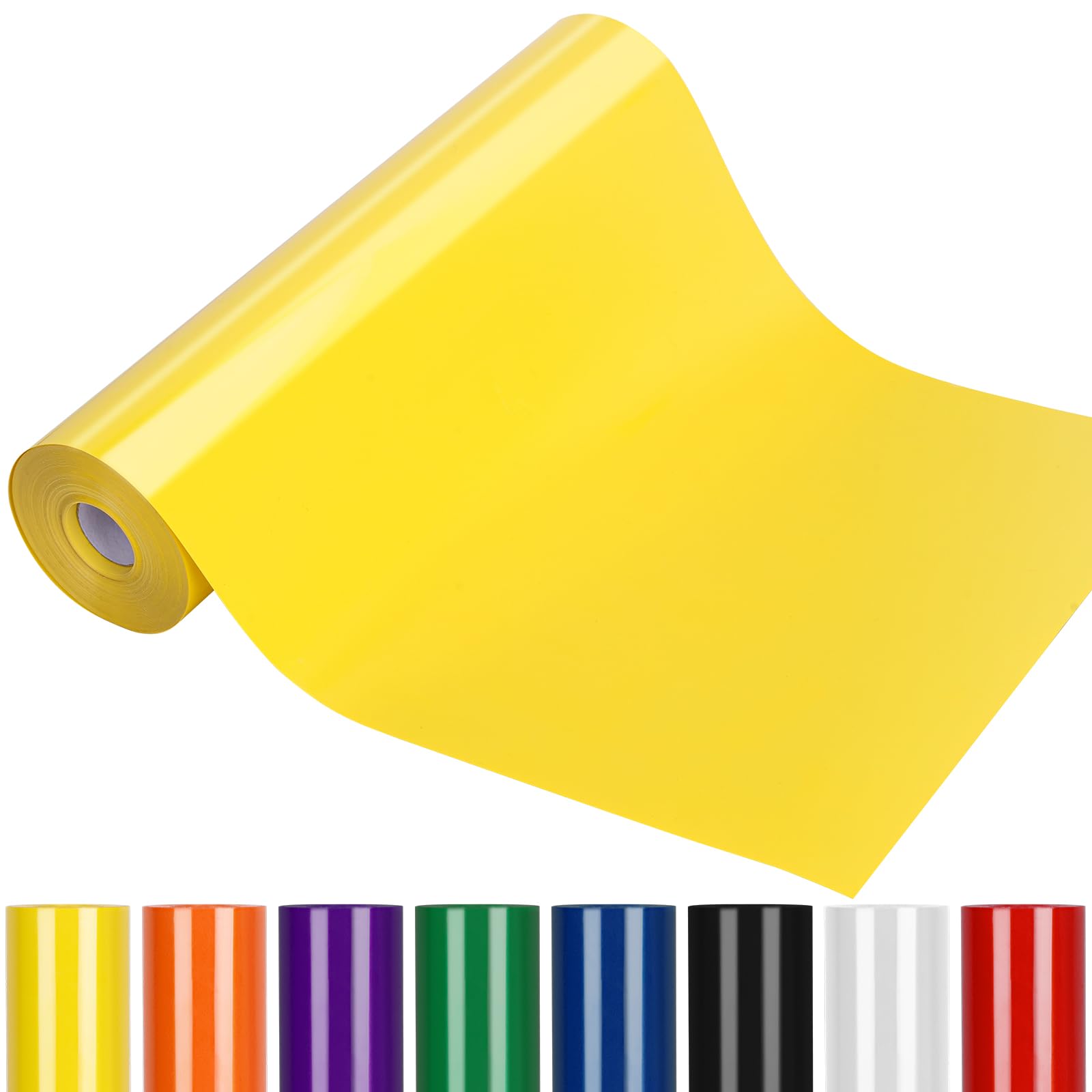 Heat Transfer Vinyl Yellow Iron on Vinyl-12"x 50 FT Yellow HTV Vinyl Roll T-Shirt, HTV Heat Transfer Vinyl for Cricut & Cameo, Heat Press Machines,