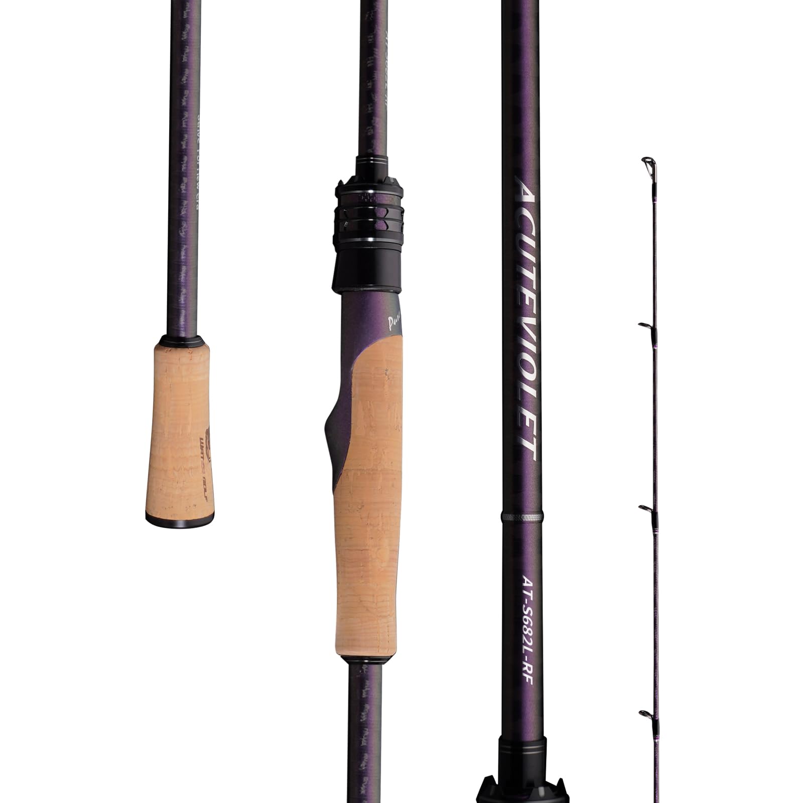 PURELURE ACUTEVIOLET Bass Fishing Rod Regular Fast Action - Jerkbait Rod 2 Piece, TORAY 36T Carbon Fiber Spinning & Baitcasting Rod, Titanium Frame Guide with Torzite Ring, Carbon Reel Seat