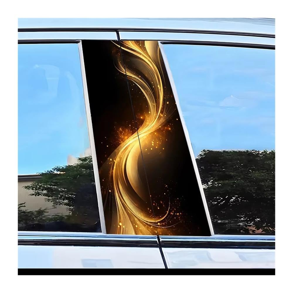 Bertdcx One Color Car Adhesive Waterproof Vinyl B Post Protective Stickers Golden Pattern Pattern Scratch Auto Parts