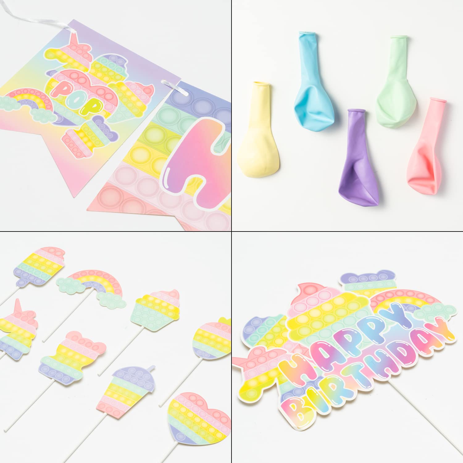 Z1juce 76PCS Pop Fidget Toy Party Decorations for Kids, Girl Pastel