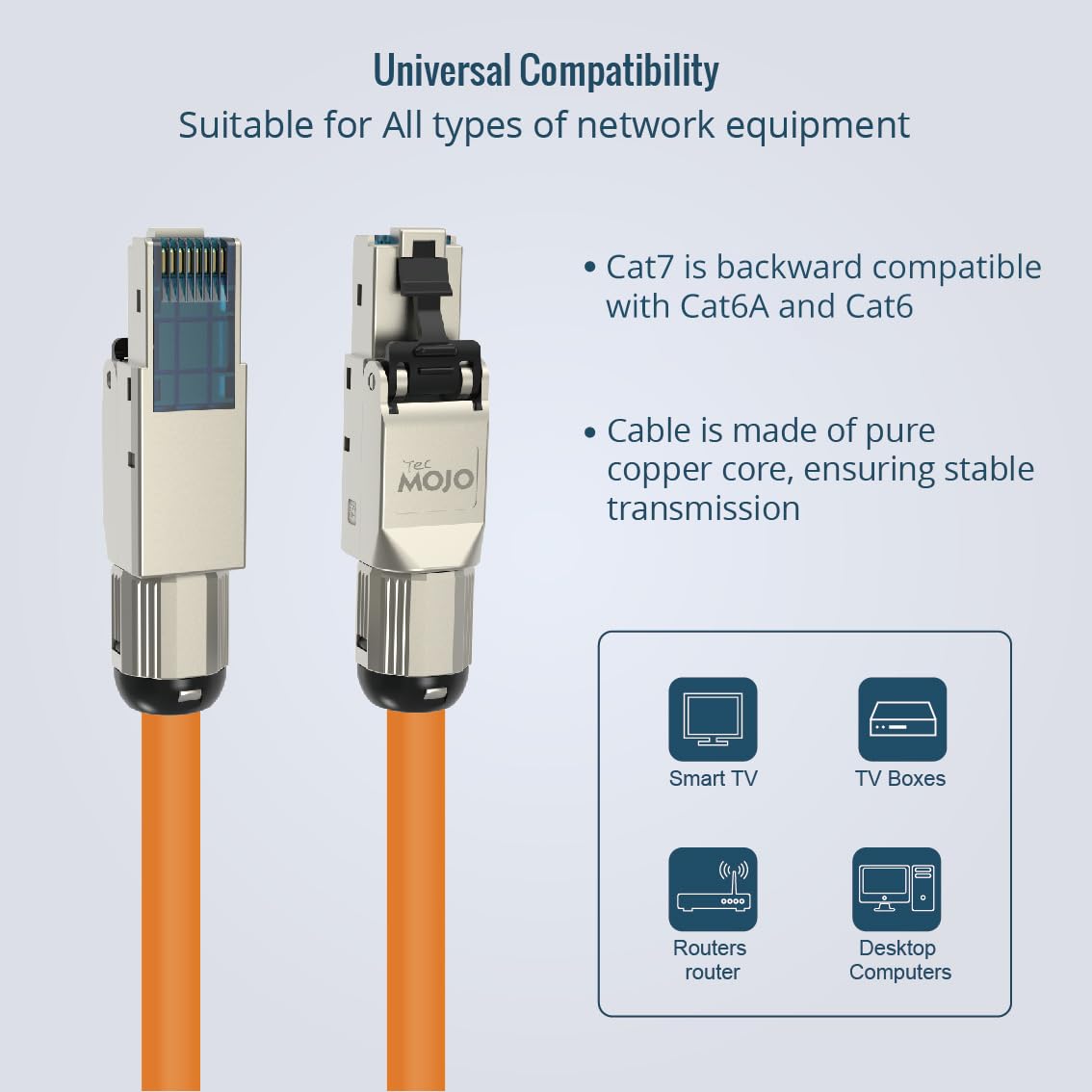 Tecmojo Cable de red Ethernet CAT7 S/FTP 100 m, 10 Gigabit LAN, conductor de cobre puro 23 AWG con blindaje trenzado AL-MG LSZH B2ca naranja, con herramienta de corte y pelacables y conectores RJ45