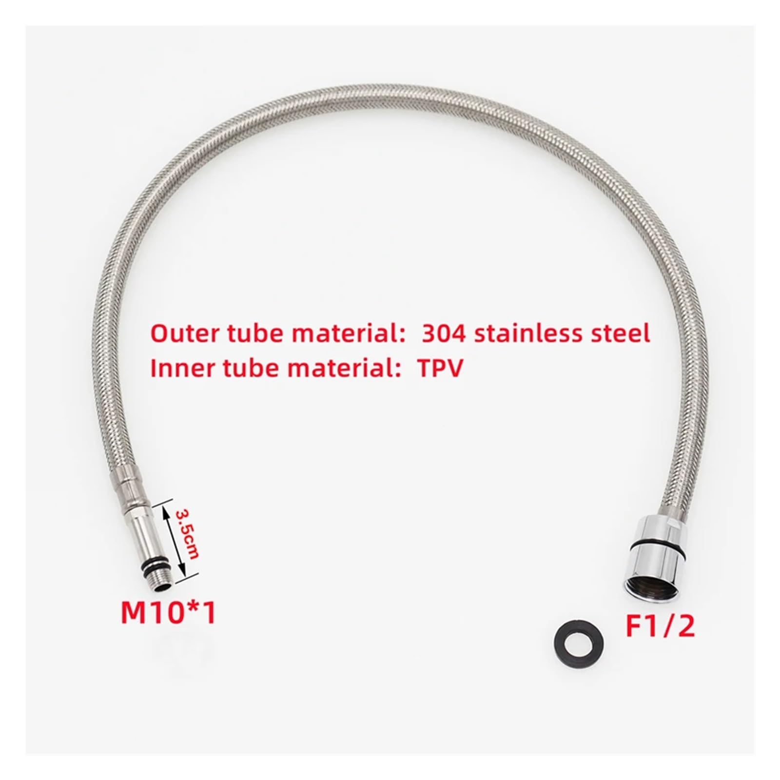 Tuyau de robinet de cuisine en acier inoxydable 304, tuyau de rechange extractible de 50/60/70/80 cm, tuyau en TPV pour robinet de cuisine, et solution d'alimentation en eau flexible (70 cm)