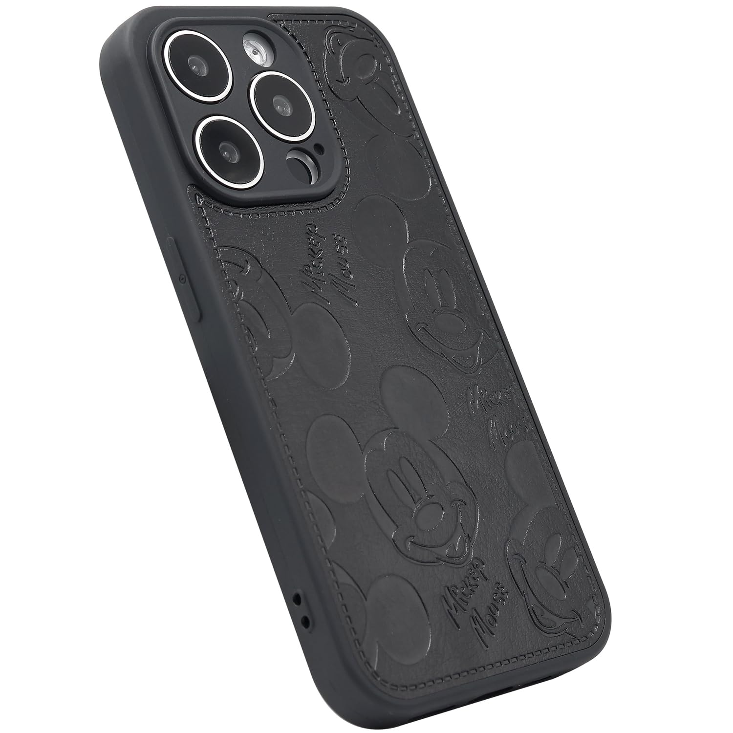 MC Fashion Group, IncMC Fashion Cute Cartoon Solid Color PU Leather Skin Soft TPU Case Compatible with iPhone 15 Pro 6.1 inch 2023 (Black)