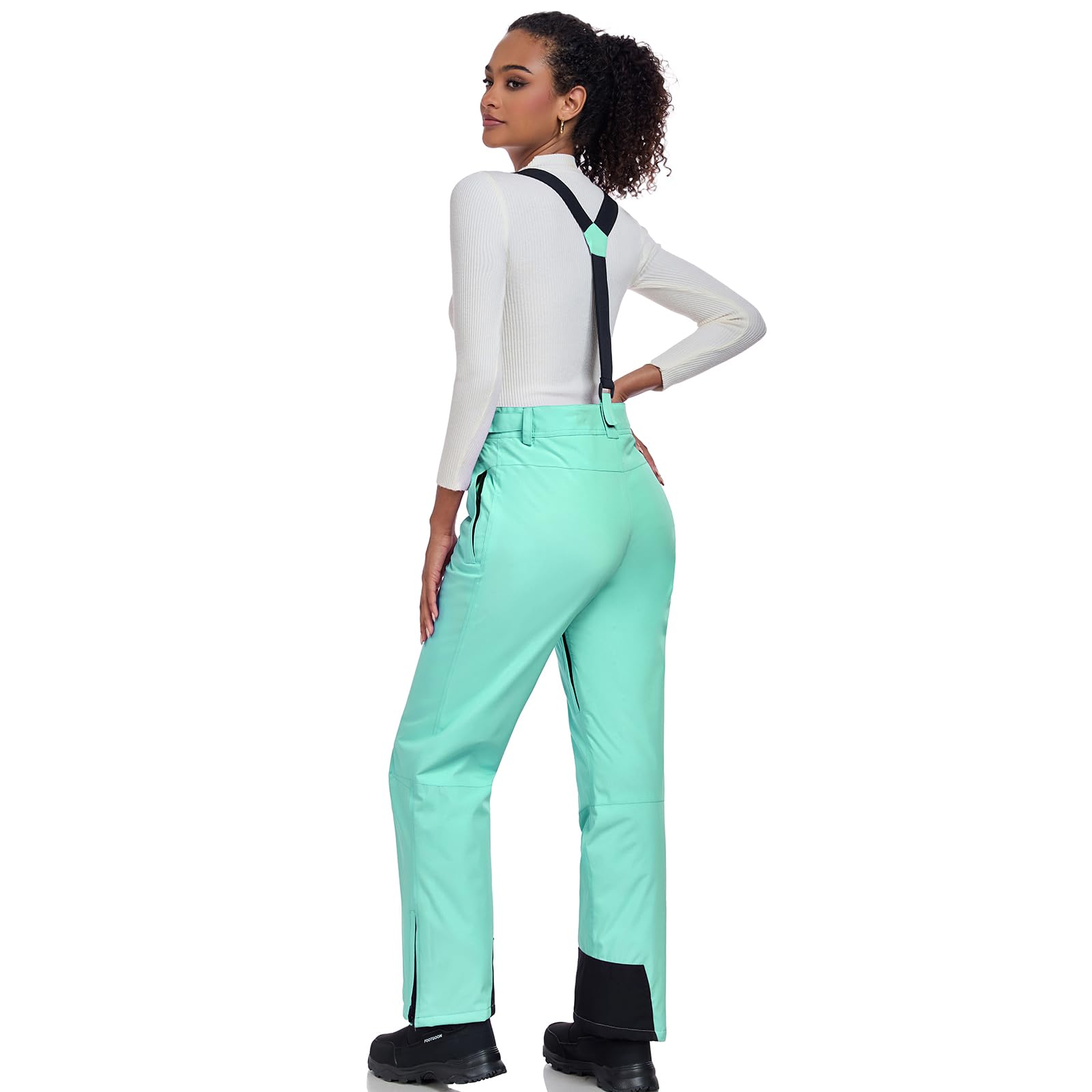 Pantalon de ski à bretelles pour femme - Pantalon de snowboard - Pour l'hiver - Chaud - Imperméable - Coupe-vent - Amovible - Pantalon thermique de randonnée