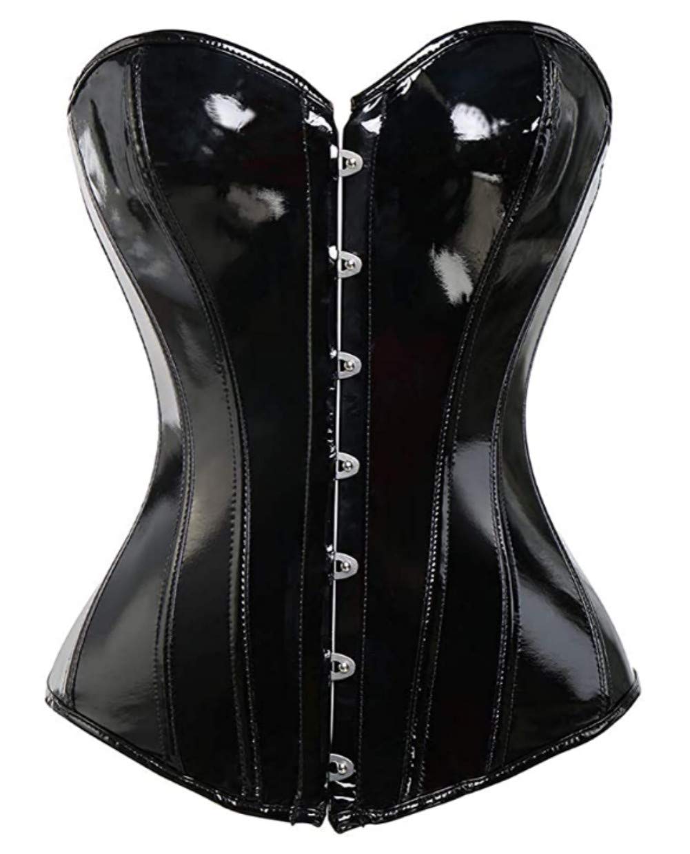 KUOSE Corsetto da donna in PVC lucido punk con lacci e disossato gotico