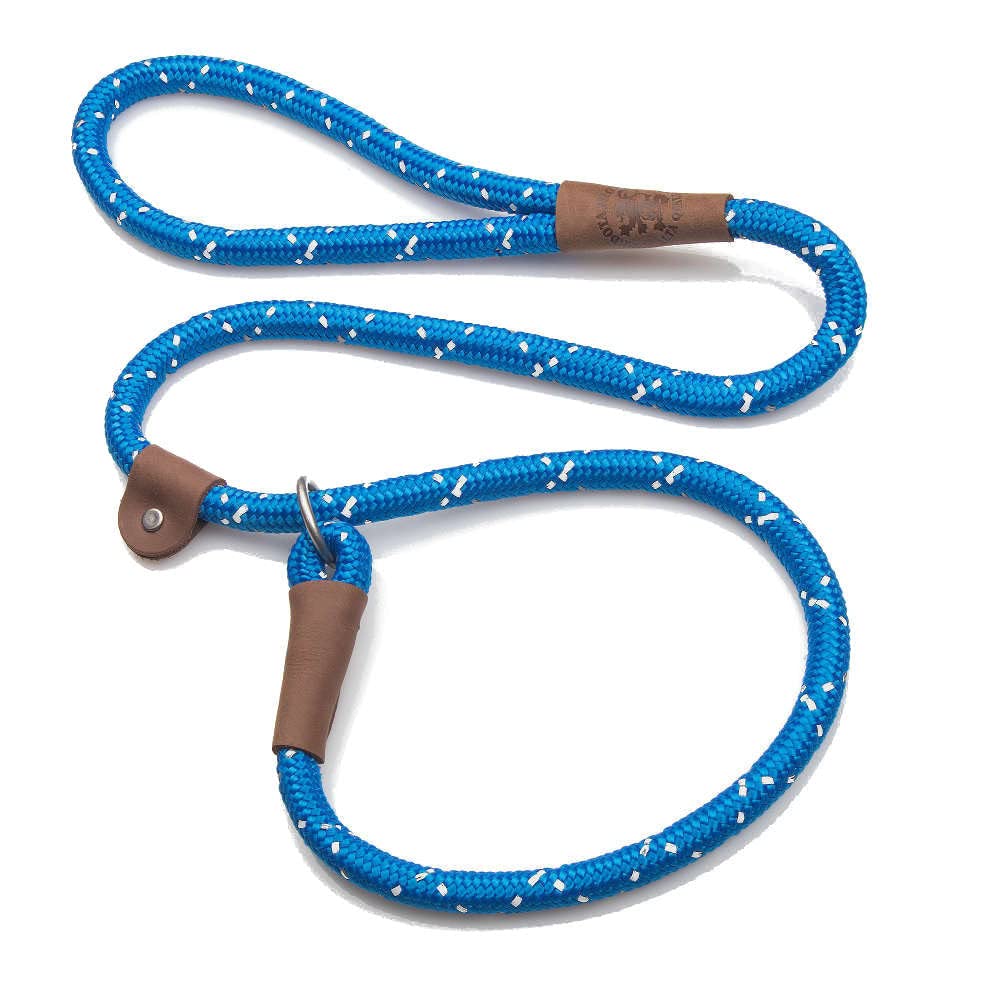 Mendota Pet Slip Leash - Dog Lead and Collar Combo - Made in The USA - Night Viz Blue, 1/2 in x 6 ft - for Large Breeds