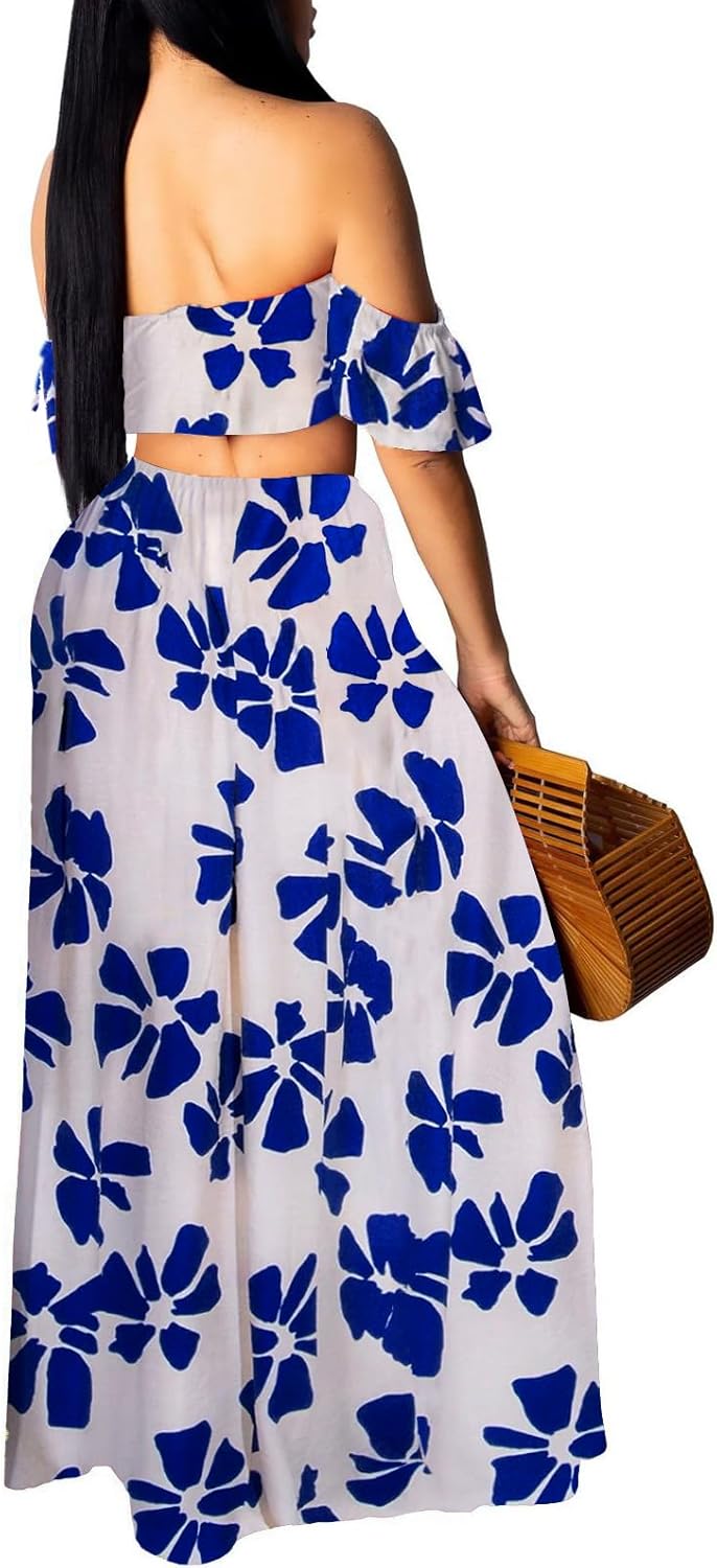 Sexy Two Piece Sets for Women Vacation Elegant Sleeveless Top Long Split Maxi Dress Beach Swimwear - Image 2