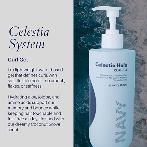 Miniatura 2 de NAVY HAIR CARE Celestia Halo Curl Gel  Fijación flexible, hidratación y definición  Gel ligero para todo tipo de rizos  Aloe, jojoba y aminoácidos