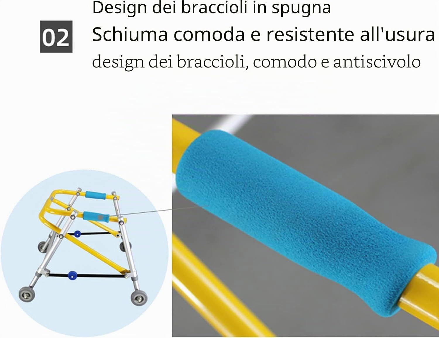 Gait trainer, deambulatore pieghevole per bambini a quattro ruote, camminatore di formazione in piedi carrello per esercizi di riabilitazione per fratture di disabilità (Size : 42-52cm)