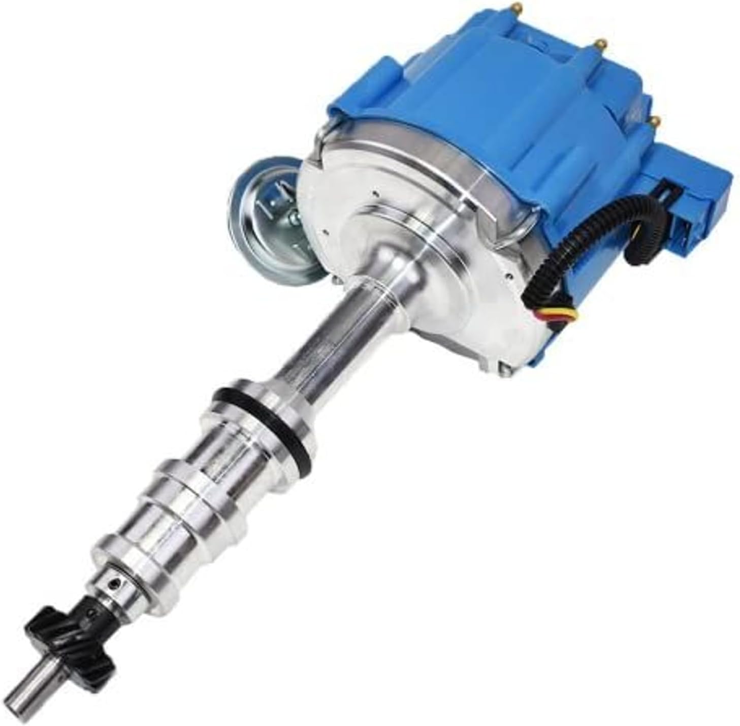 A-Team Performance 360 Ci HEI Distributor - Blue Cap 65kV Coil with Coil Wire & 1-Wire Setup - Performance Parts - Compatible with Ford FE V8 352/360/390 - Vac/Mech Advance & Vacuum Cap