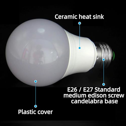 Miniatura 7 de Bombillas LED E26 de bajo voltaje de 12 V, 5 W, A19, bombilla estándar Edison con base de tornillo equivalente a 50 W, lámpara halógena blanca