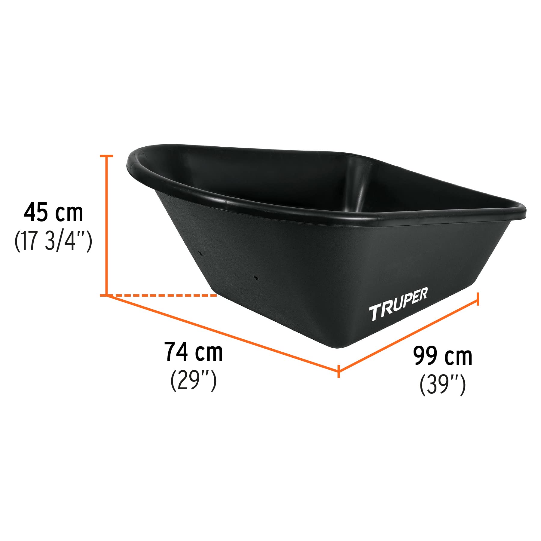 TRUPER CAT-60PL - Carriola in plastica, 1,8 m, pneumatico Knobby 40,6 x 10,2 cm
