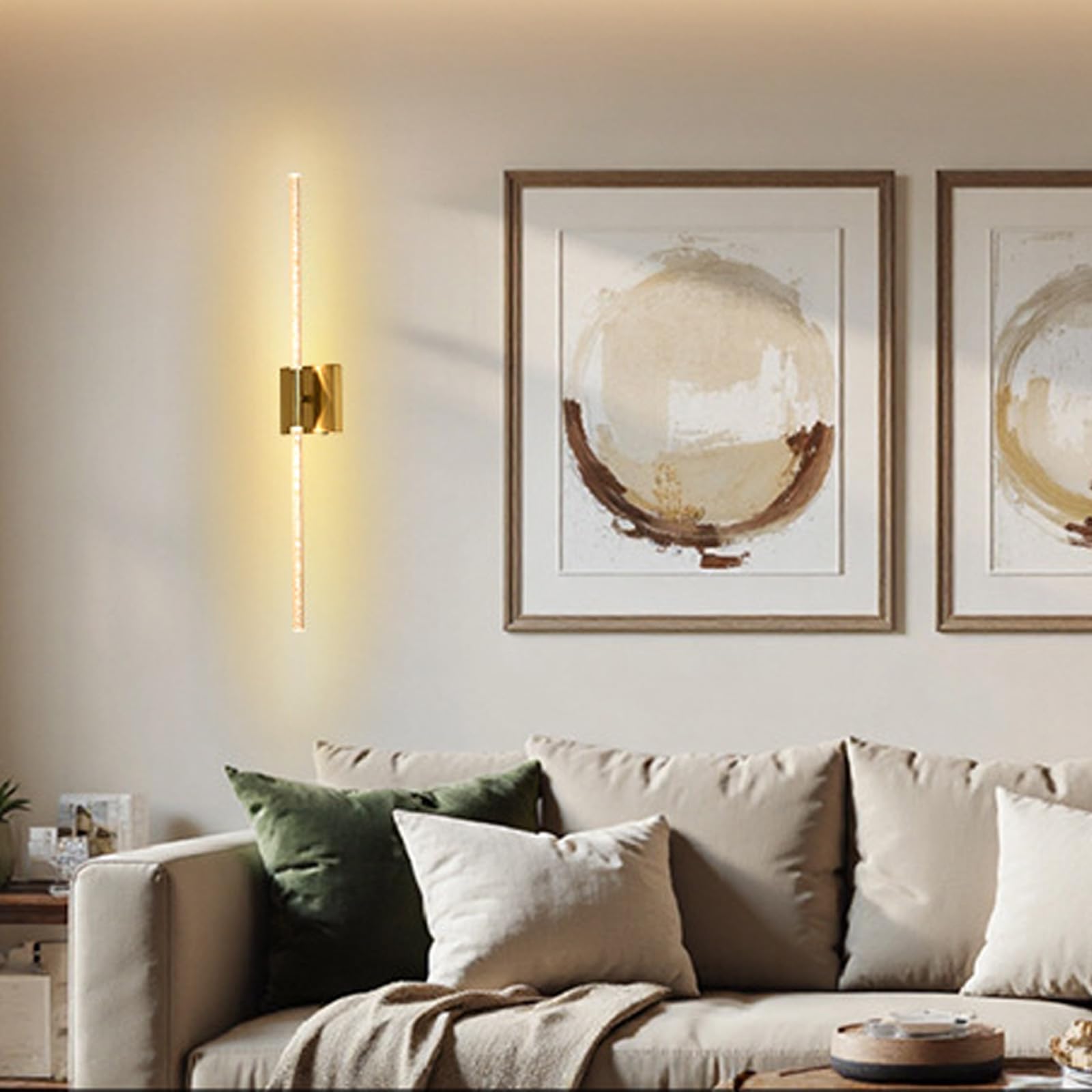 Lampada da Parete Senza Fili a Batteria, dimmerabile, con Controllo Touch, con Telecomando, Ricaricabile Tramite USB, per Camera da Letto e Soggiorno (Oro, 2 Confezioni, 100 cm)