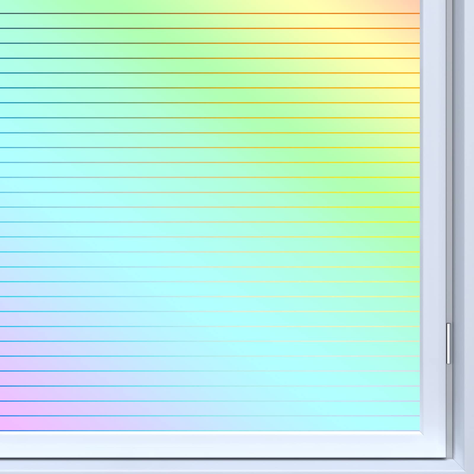 Lifetree Fensterfolie Blickdicht Selbsthaftende, Sichtschutzfolie Fenster Bunt, 3D Regenbogen Fensterfolie Anti UV Statisch Haftend ohne Klebstoff Sonnenschutz für Zuhause Büro 60x200cm