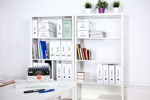 Miniatura 5 de Arteza Juego de 60 marcadores permanentes (30 negros y 30 azules, punta fina), secado rápido, impermeables, marcadores permanentes de alta calidad,