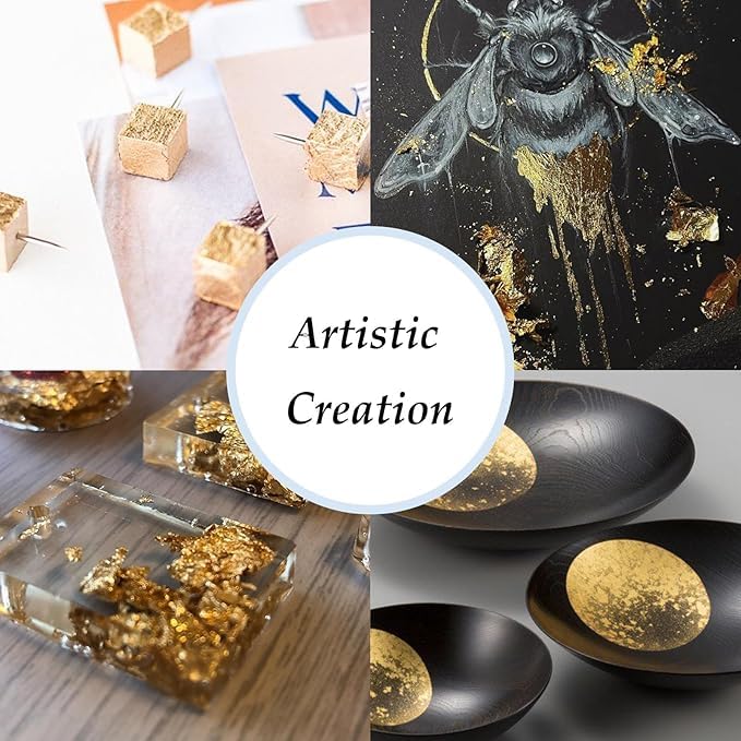 Imitation Gold Leaf Sheets - 300-Pack 8x8cm Foil For Gilding, Resin Art & Crafts