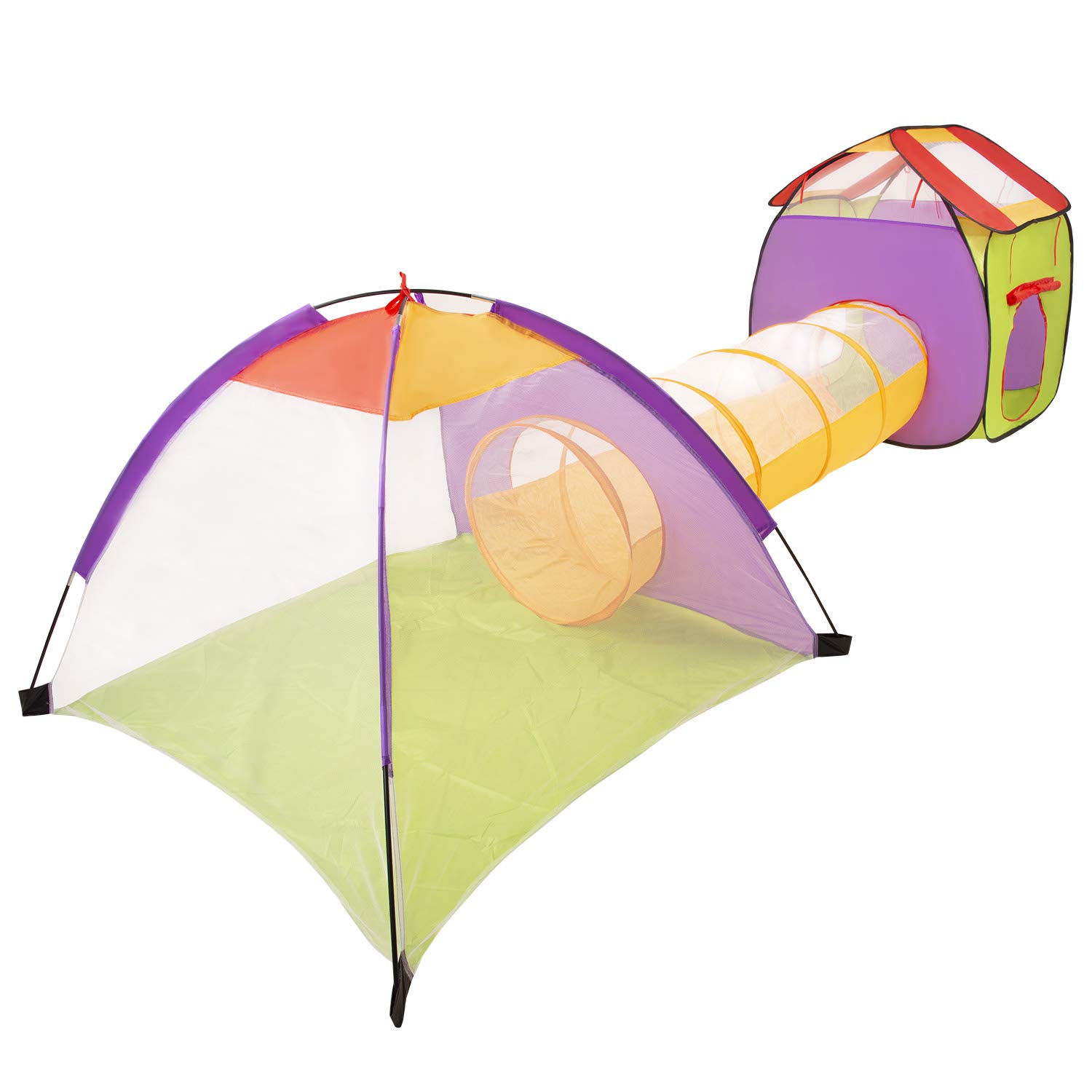 SELONIS 3En1 Tente De Jeux avec Tunnel Piscine À Boules sans Balles 120X100x375 pour Enfants, Multicolore