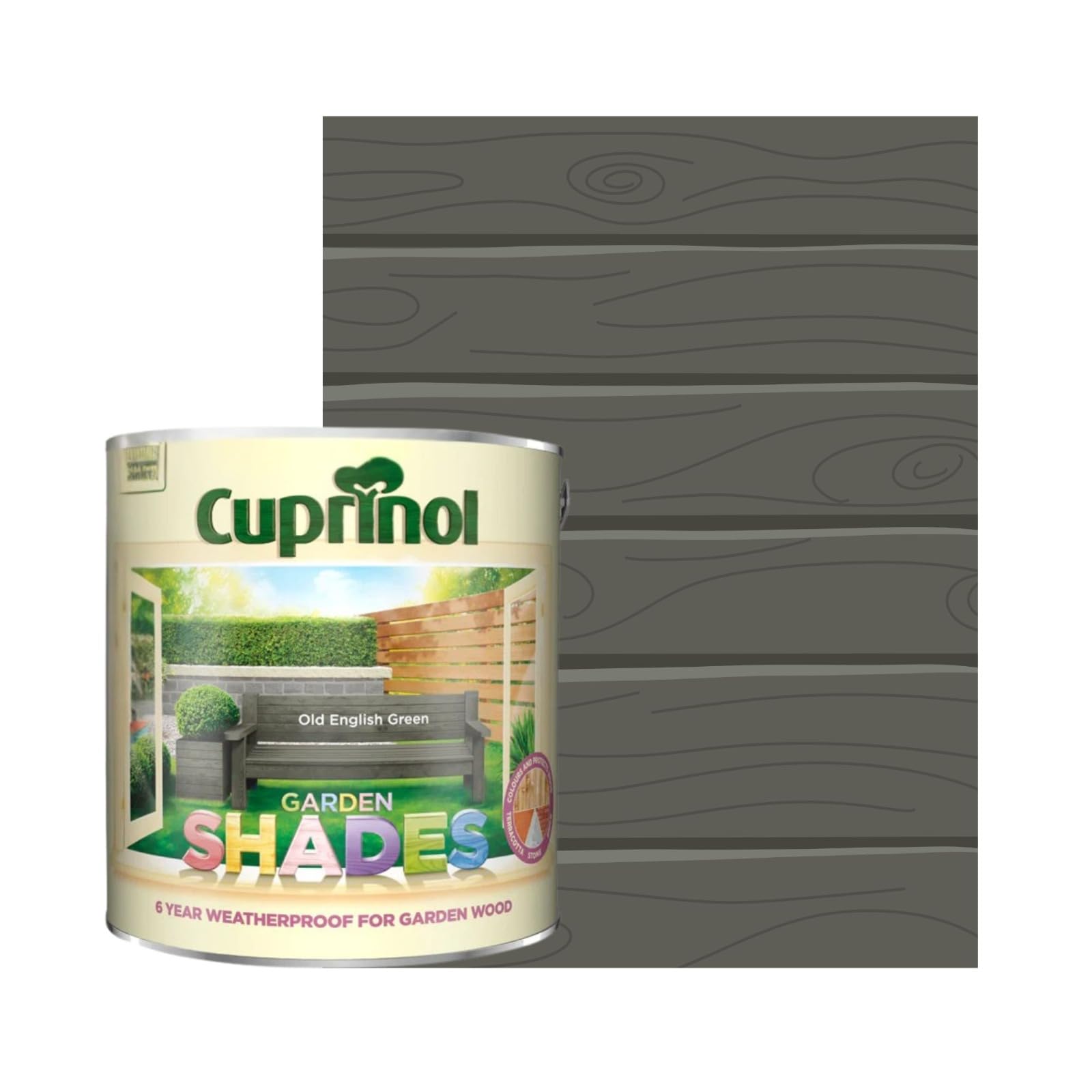 Milena Garden Shades Fence Paint, Shed Paint, 6 Year Weatherproof Exterior Wood Treatment, Water Based Matt Finish Paints for Wood Stain, 2 Coats Recommended (Old English Green, 1 Liter)