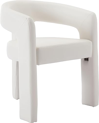 Modern Barrel - Silla de comedor tapizada de piel sintética con brazos, cómoda silla de tocador de maquillaje, silla de comedor, sala de estar,