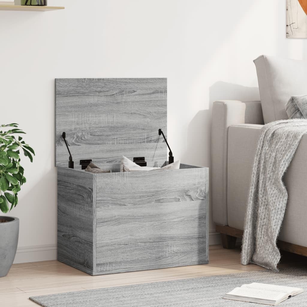 Homgoday Baúles y baúles para exteriores, caja gris Sonoma, 60 x 42 x 46 cm, madera multicapa, baúles y baúles para exteriores, contenedor de jardín, porta herramientas de jardín, puf de exterior l