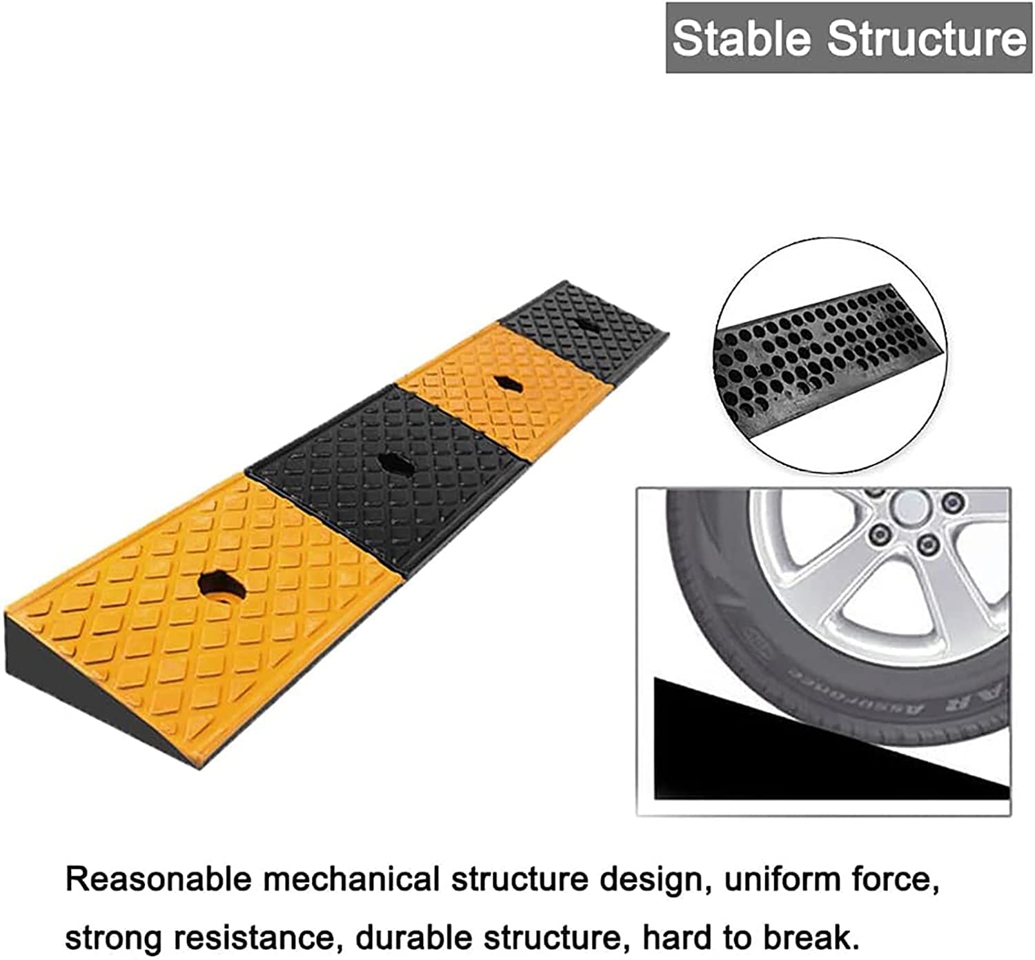 Rampe de Bordure en Caoutchouc – Portable Robuste for allée, Trottoir, Fauteuil Roulant, Voiture, Camion, vélo, Scooter, Roues, Moto avec boulons d'expansion(100 * 15 * 5cm)