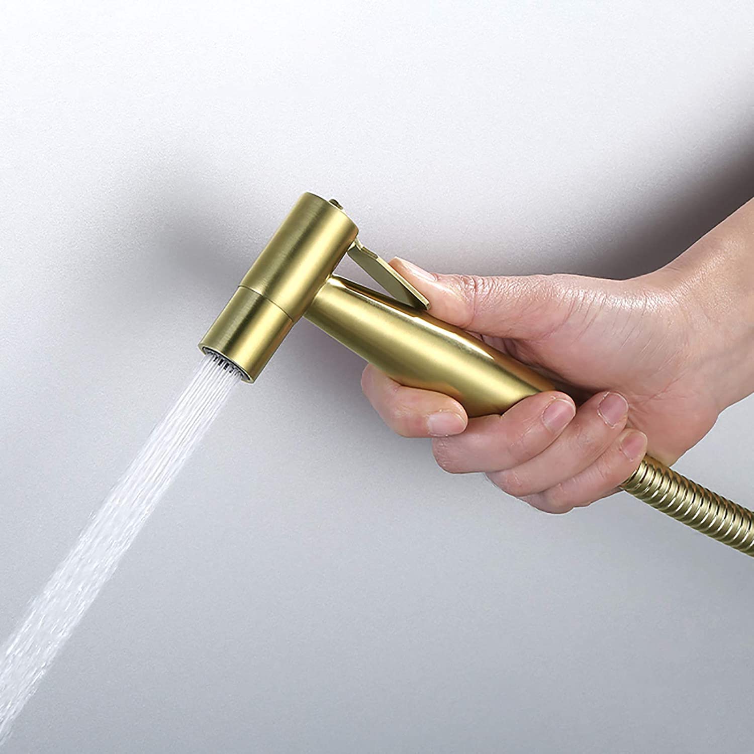 Zestaw sprayu toaletowego, zestaw natryskowy do pieluch materiałowych, mosiądz, pojedynczy ręczny spryskiwacz na zimno, zestaw do toalety, szczotkowane złoto, zestaw do toalety, montowany na ścianie,