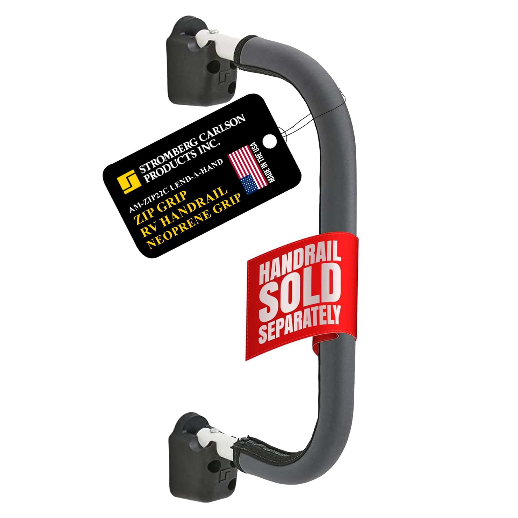 Stromberg Carlson AM-ZIP22C Lend-A-Hand Zip Grip - RV Handrail Neoprene Grip Cover with Nylon Zipper - Machine Washable - Fits AM-250, AM-255 Mini Assist Rail -
