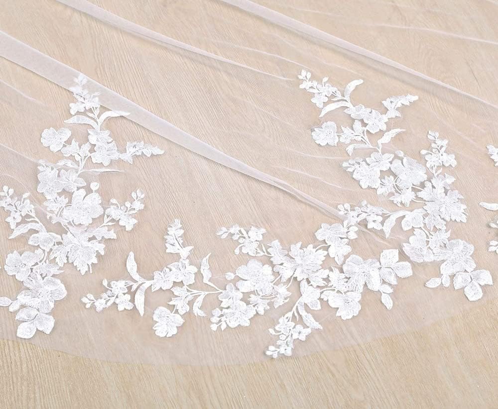 Bruids Tule één laag bruidssluier 3m 4m 5m schoudersluier met kam bruidssluier Lace Edge sluiers geappliceerde bruids Tule sluier