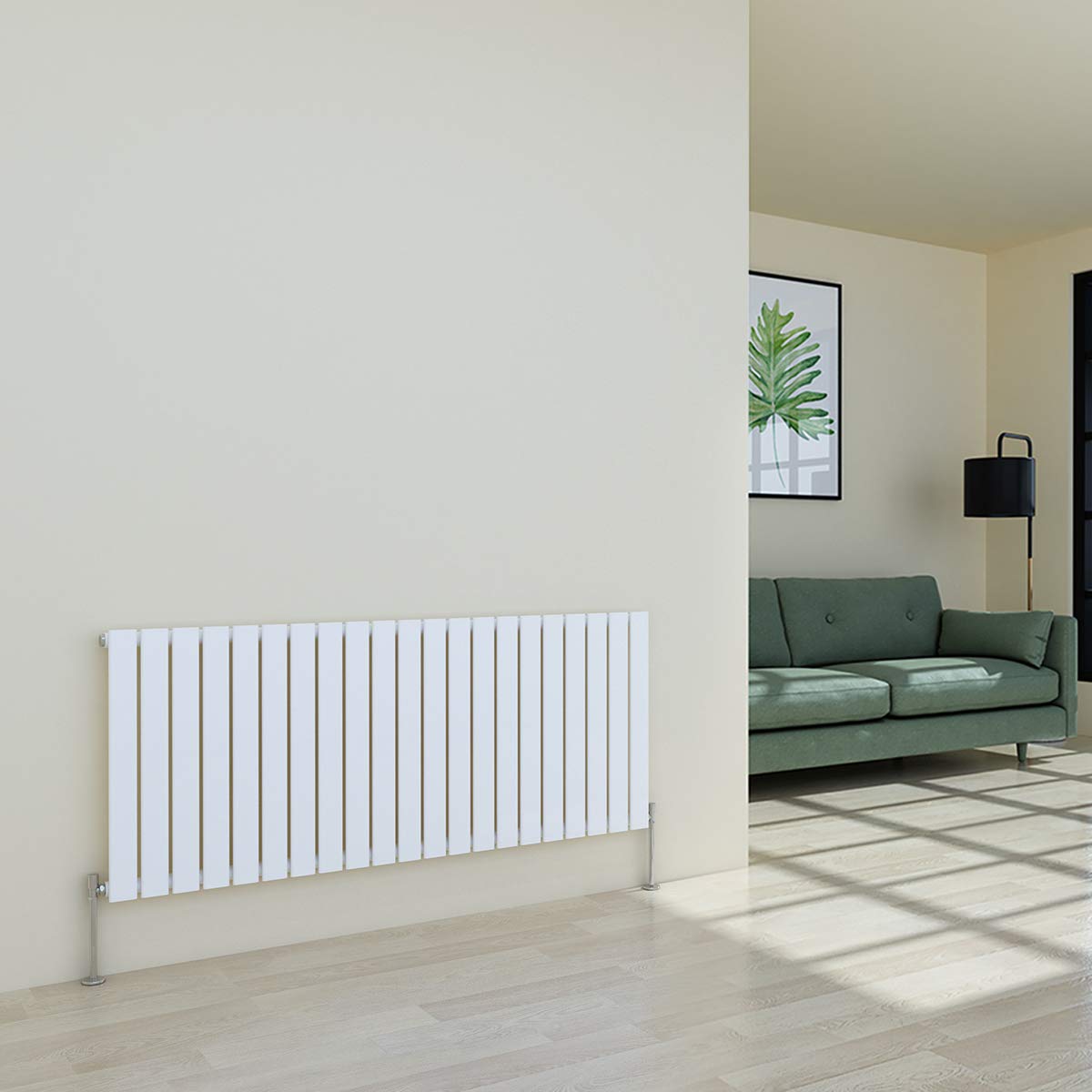 Warmehaus Horizontal Designer Radiator Flat Panel Modern Heating Single White Radiator 600 x 1430mm — image 1