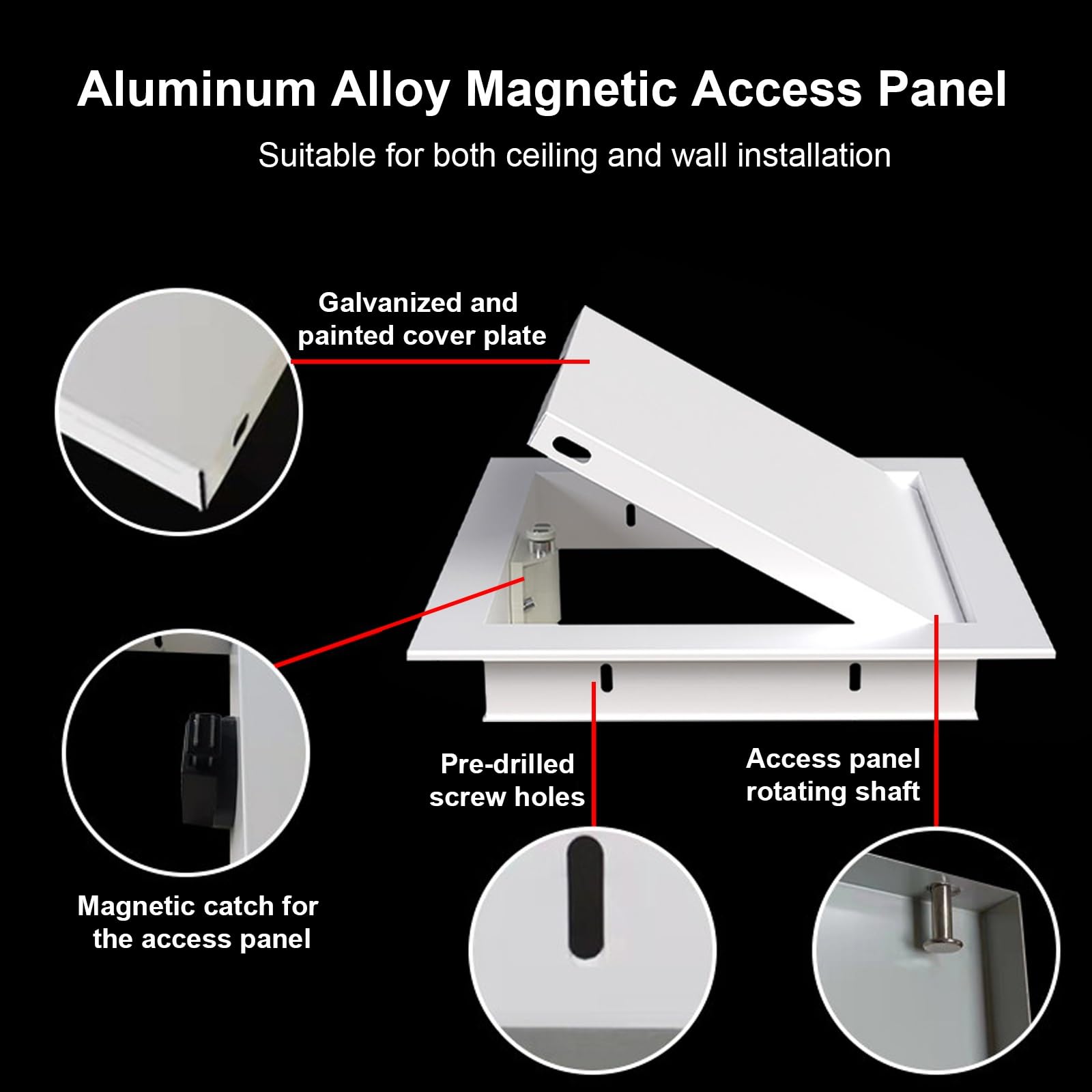 Trampilla Pladur Tapa de Acceso al Ático en el Techo, Trampilla Magnética de Inspección de Paneles de Yeso, Tapa de Acceso a Servicios con Marco de Aluminio para Techo/Pared