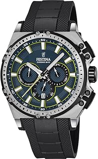 CHRONO-2016-Orologio da uomo al quarzo con Display con cronografo e cinturino in gomma, colore: nero, F16970/3