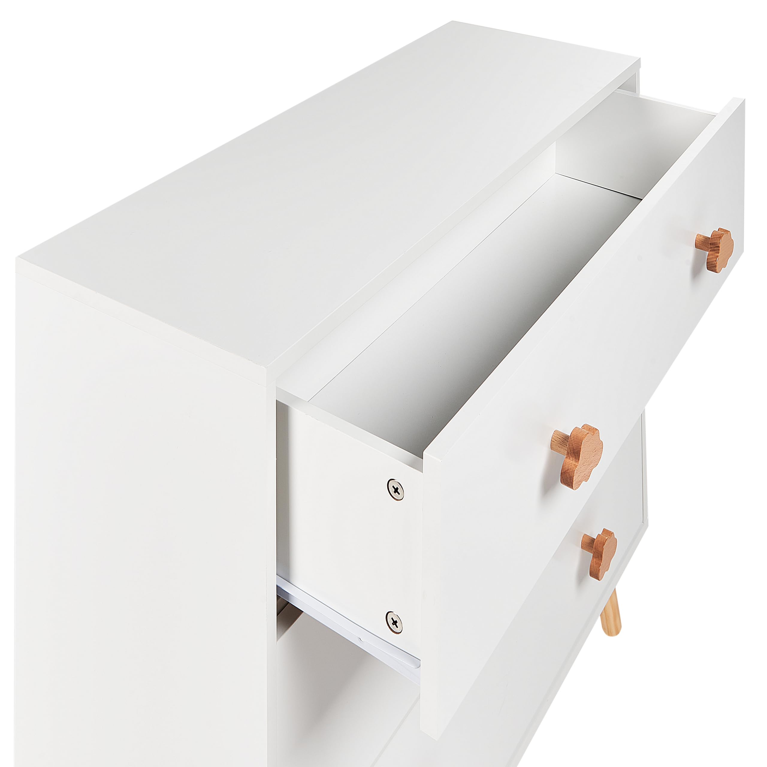 Beliani Commode à 3 Tiroirs Poignées Forme de Nuage Rangement Chambre d'enfant MDF Pieds en Bois de Pin Blanc Cloudy