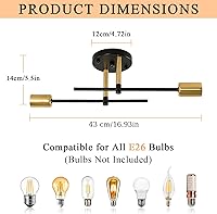 Vista 2 de Sputnik - Lámpara de techo semiempotrada con 2 luces Sputnik para dormitorio, comedor, baño, pasillo, sala de estar
