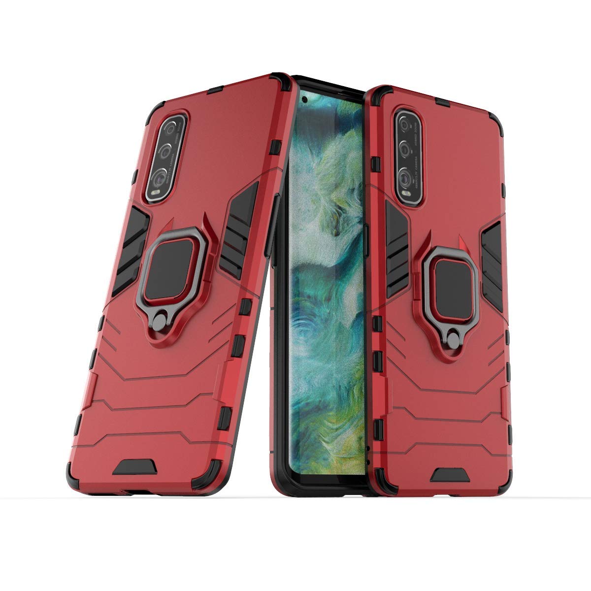 MRSTER Funda OPPO Reno4 Pro 5G, Armor Funda con 360 Anillo Soporte, Anti-Arañazos con Absorción de Choque Resistente Carcasa Protectora para OPPO Reno4 Pro 5G. HB Black — view 5
