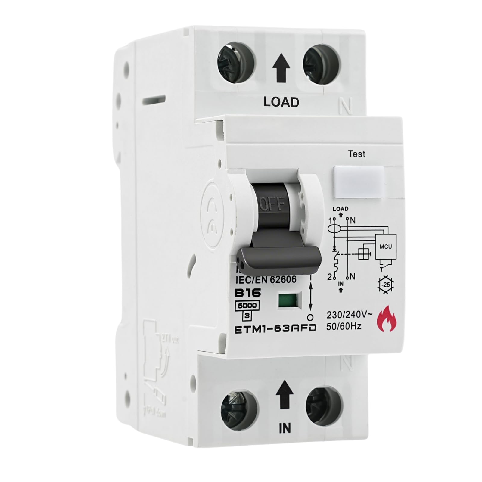 AFDD LS Schalter 1P+N 16A 6kA MCB B16 sicherungsautomat Fehlerlichtbogen-Schutzeinrichtung Charakteristik B 3-5In Brandschutzschalter mit Lichtbogen-Überlast- und Kurzschlussschutz