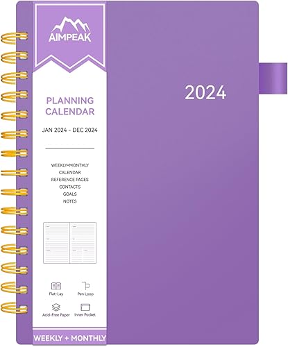 Miniatura 1 de Agenda 2024, 2024 semanal y mensual, enero 2024 a diciembre 2024, agenda AIMPEAK con pestañas, bolsillo, bucle para bolígrafo, cubierta impermeable