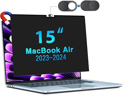STARY Pantalla magnética de privacidad para MacBook Air de 15 pulgadas 2023, extraíble y antirreflejos, pantalla de privacidad de 15 pulgadas,